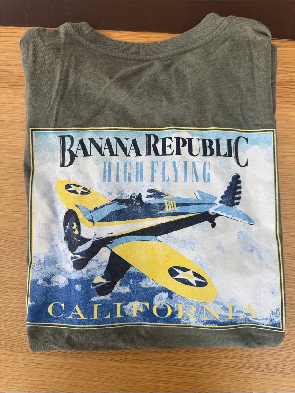 Banana Republic Green Crewneck Pocket Tee with BR Logo